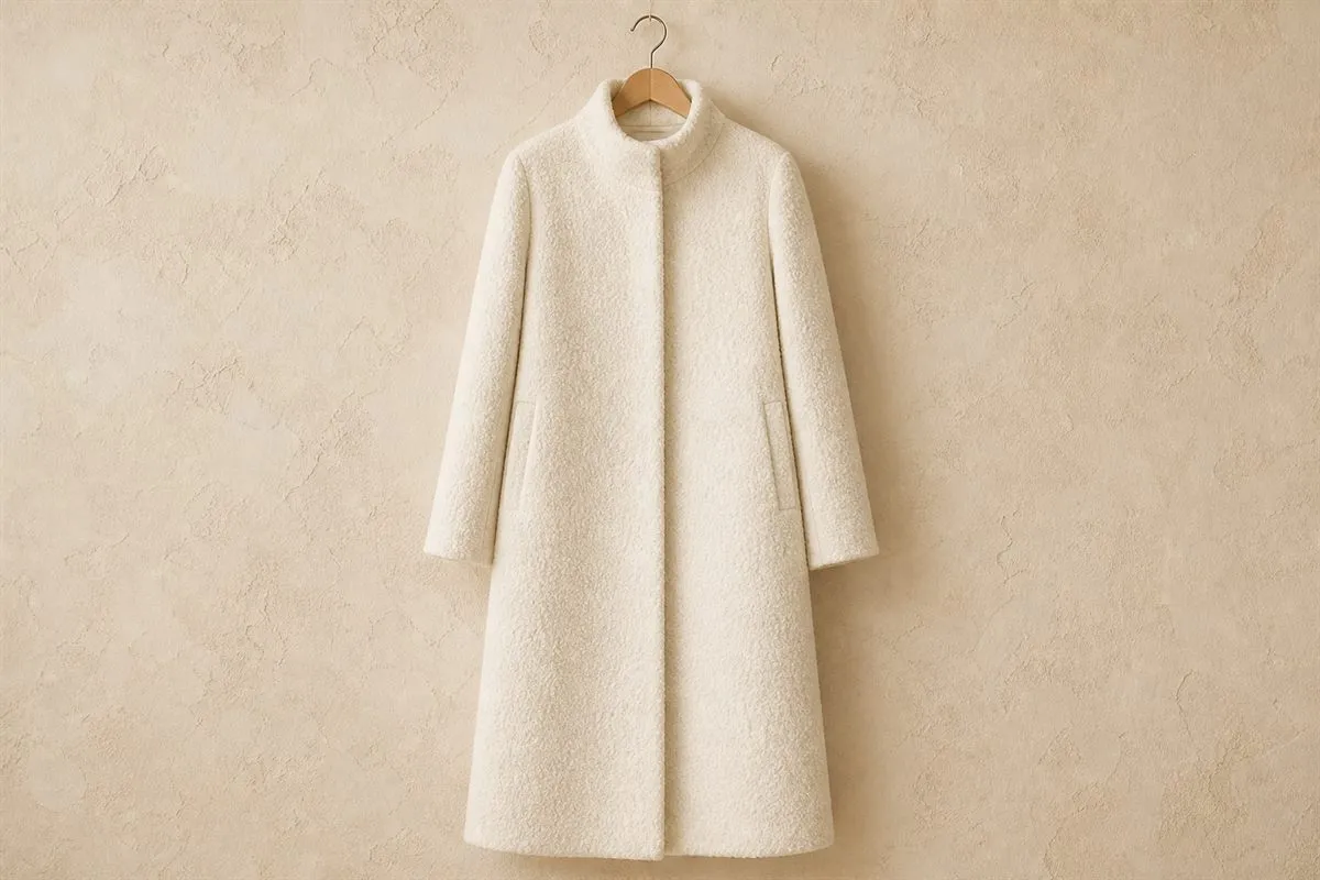 Manteau Long en Laine Bouclée Studio